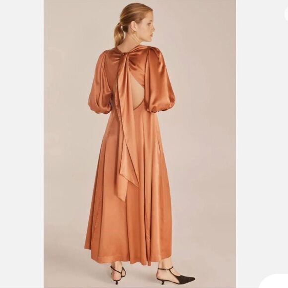 Rebecca Taylor Open Back Satin Auburn Dress in Size XS - Picture 12 of 12